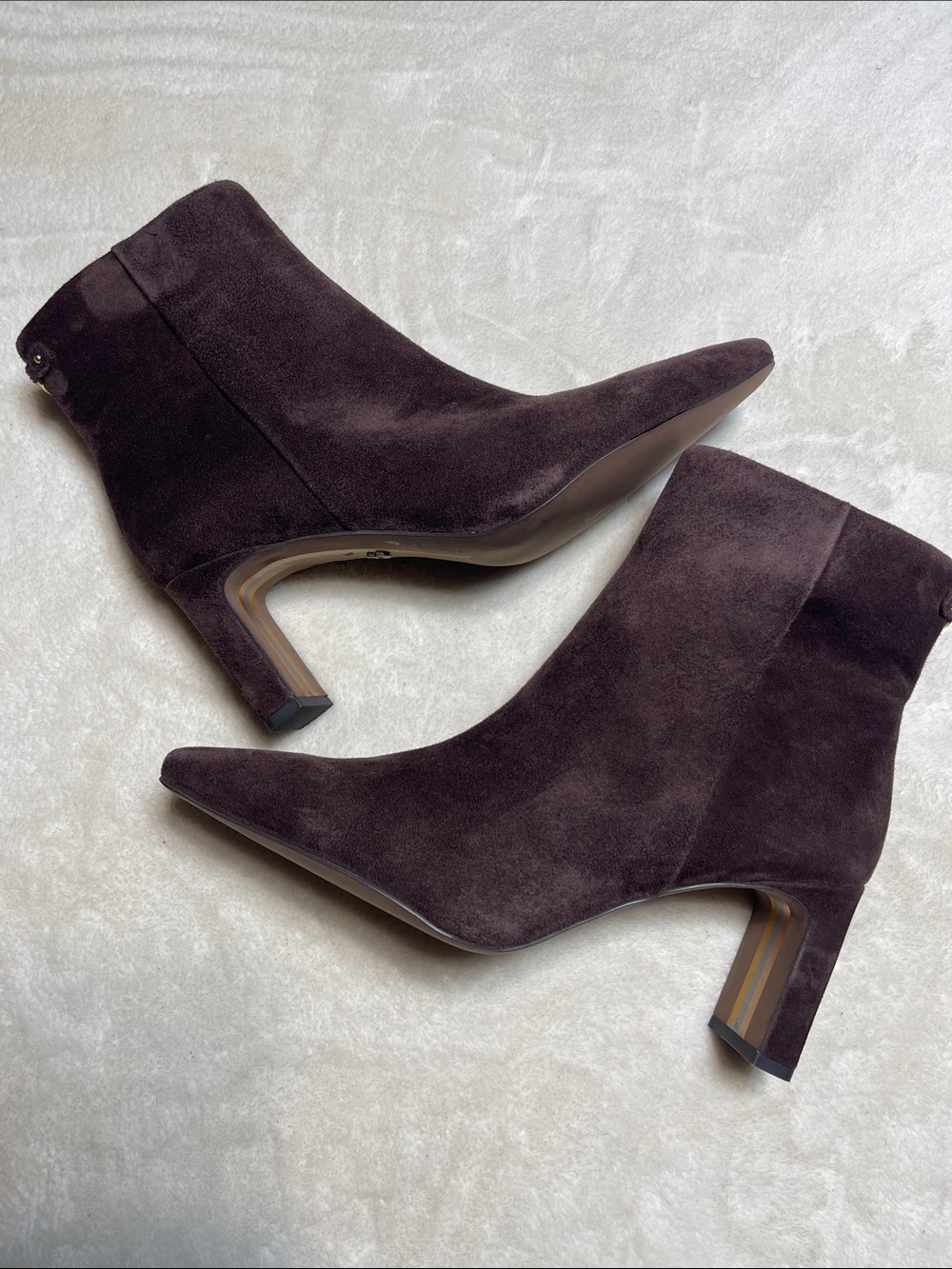 Sam Edelman Dark Brown Suede Pointed Toe Ankle Boots
